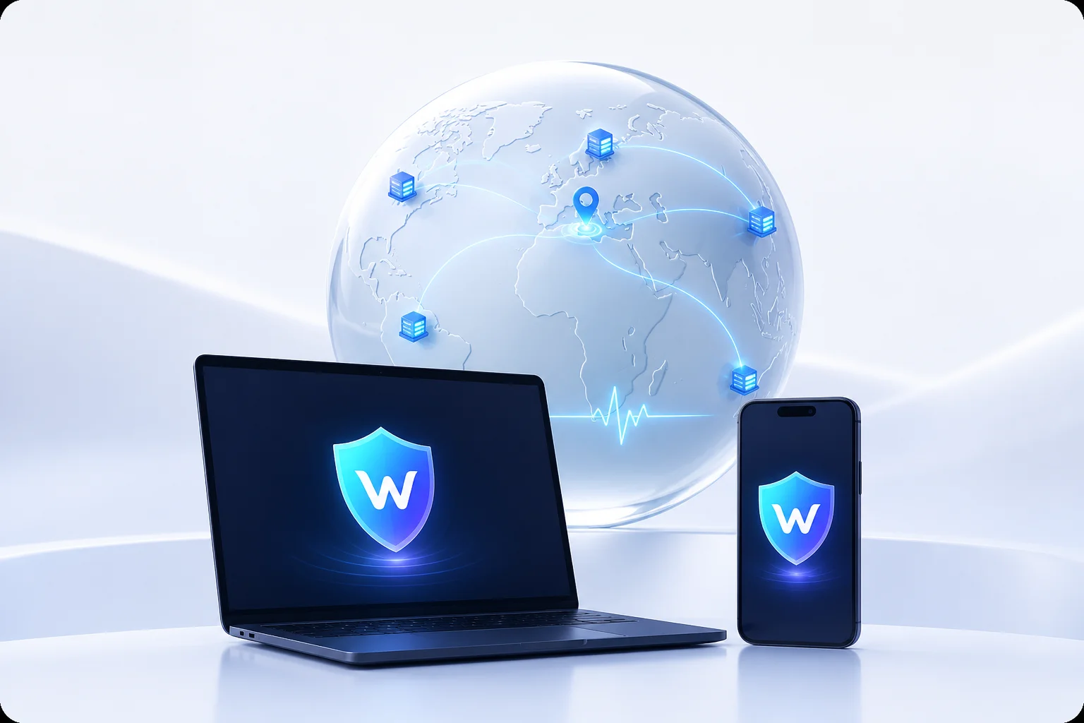 نمای رابط WithUs Connect روی لپتاپ و موبایل